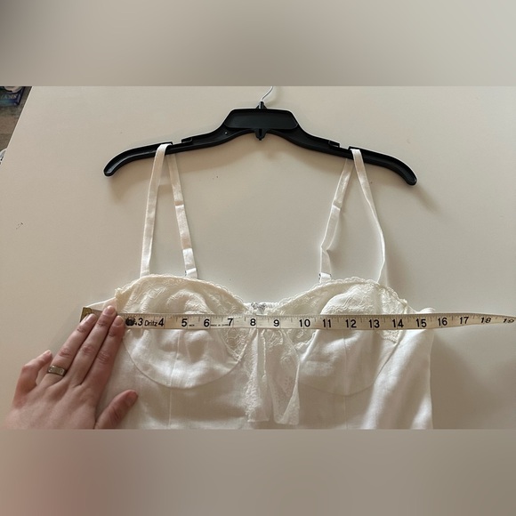 Reformation Arya Linen Mini Dress Bustier Lace White 6 Coquette Cottagecore - Picture 4 of 10